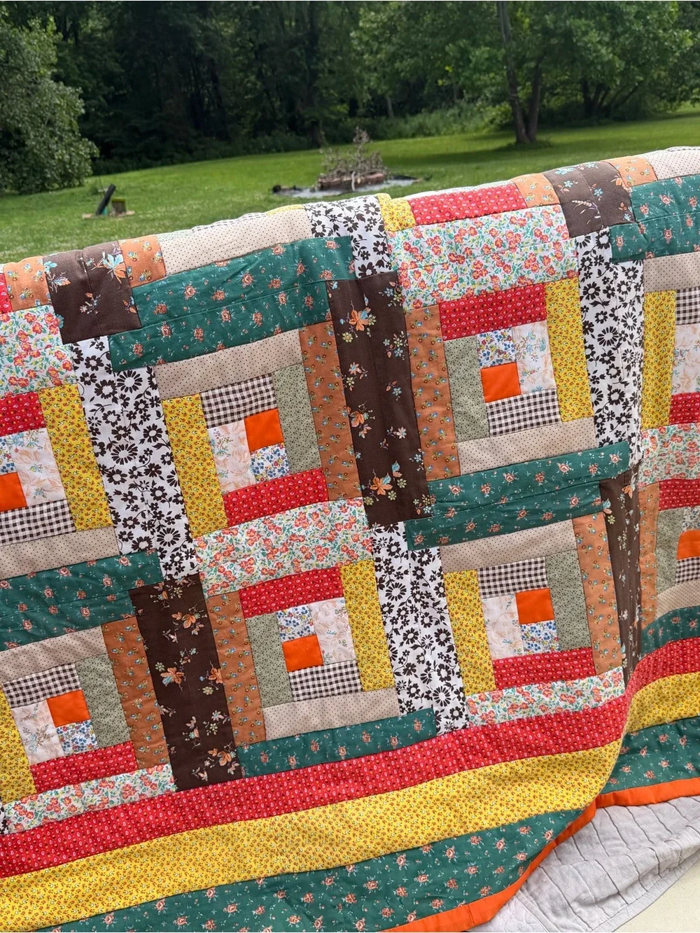 Vintage MCM Handmade Multicolor Patchwork Quilt - Cozy Home Bedding
